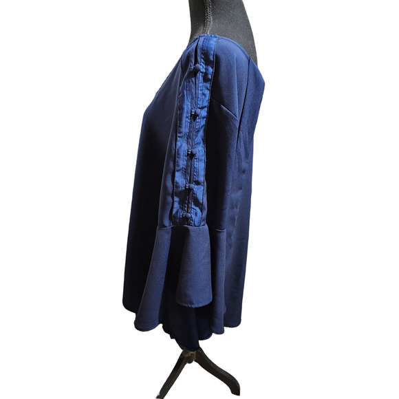 Lane Bryant Blue Peplum Sleeve Blouse with Back Tie Detail, Sz 14/16 - NWOT - Picture 8 of 8